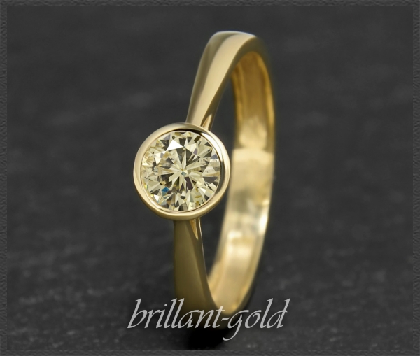 Gold Ring 0,50ct Brillant, zart gelb, Si2; 585 Gold